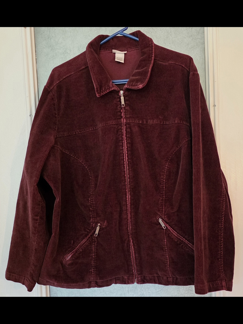 Vintage Corduroy Zip-Front Jacket With Zip Pockets